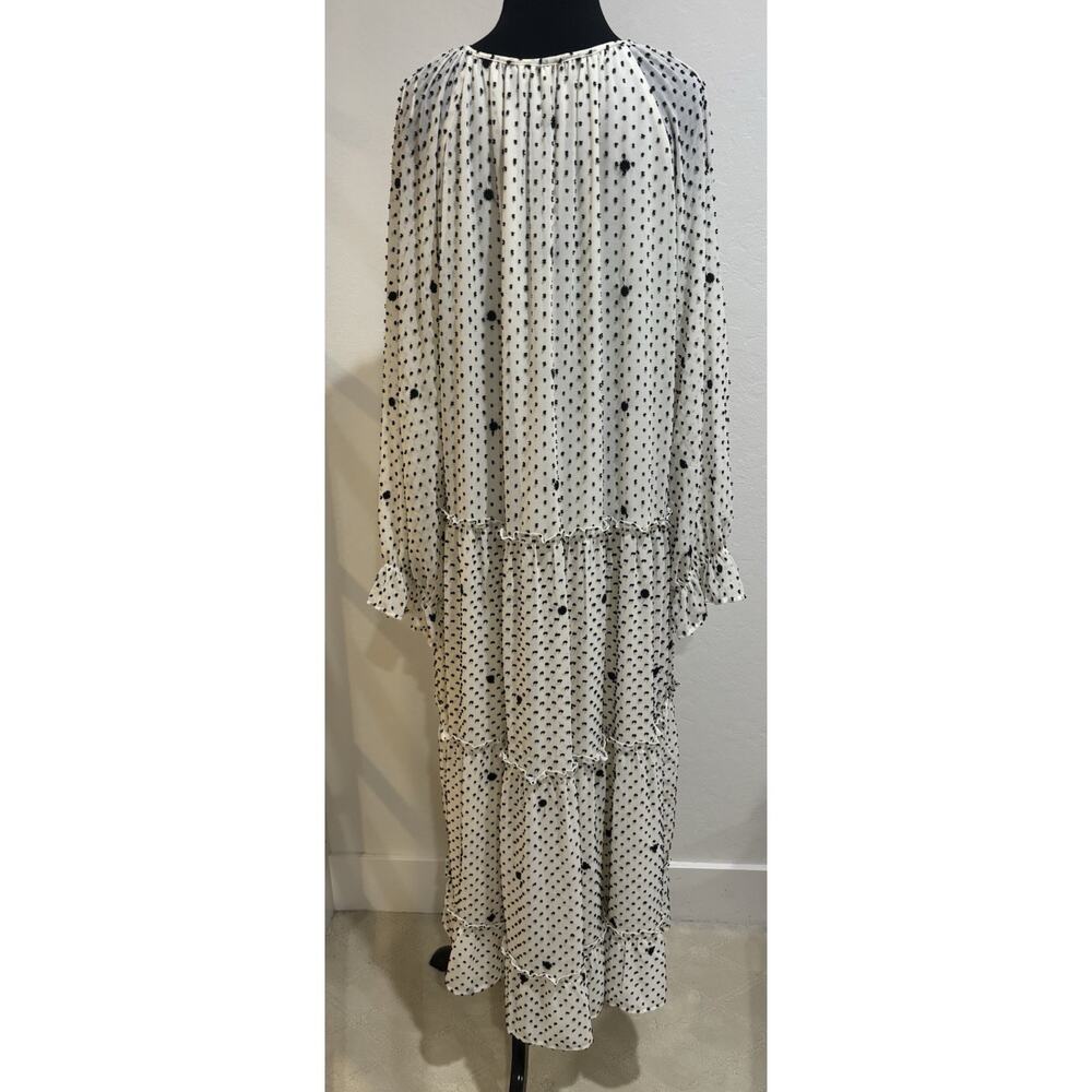 Zara Women’s Dotted Mesh Oversized Midi Dress Cottagecore in White L - Picture 4 of 6